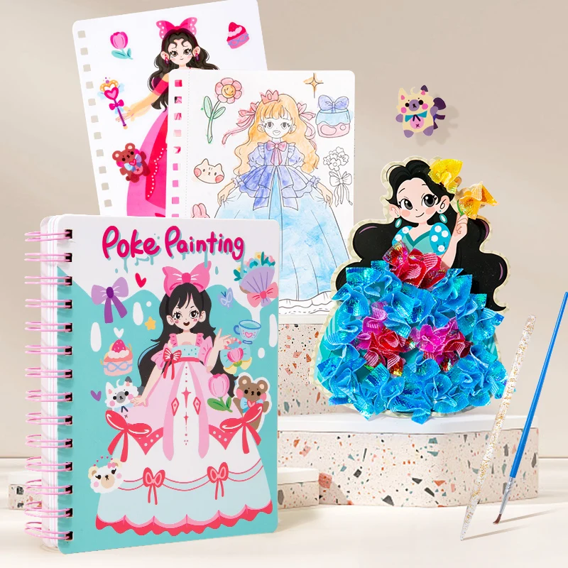 Children's Princess Dress Up Sticker Book Girl Fairy Tale Hand Poke Painting Sticker Drawing Book Educational Toys For Girls