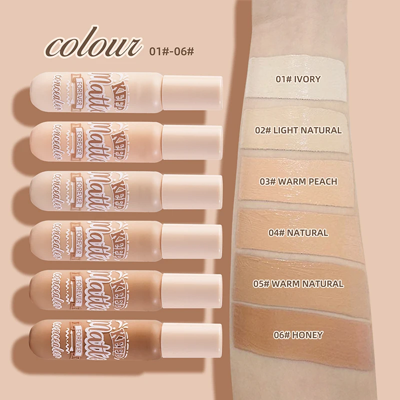 Vloeibare Concealer Stick Foundation Crème 6 Kleuren Hydraterende Volledige Dekking Acne Donkere Cirkel Natuurlijke Matte Concealer Crème Make-Up