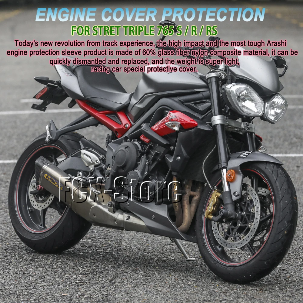 Motorcycle Accessories Black 1 pair Engine Protective Cover NEW FOR DAYTONA 675 / R FOR STREET TRIPLE 765 RS / S / R