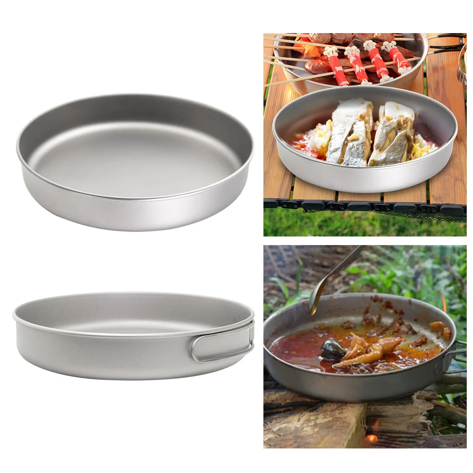 

Titanium Pan, Camping Cookware Tableware Titanium Frypan for Trekking Home Outdoor