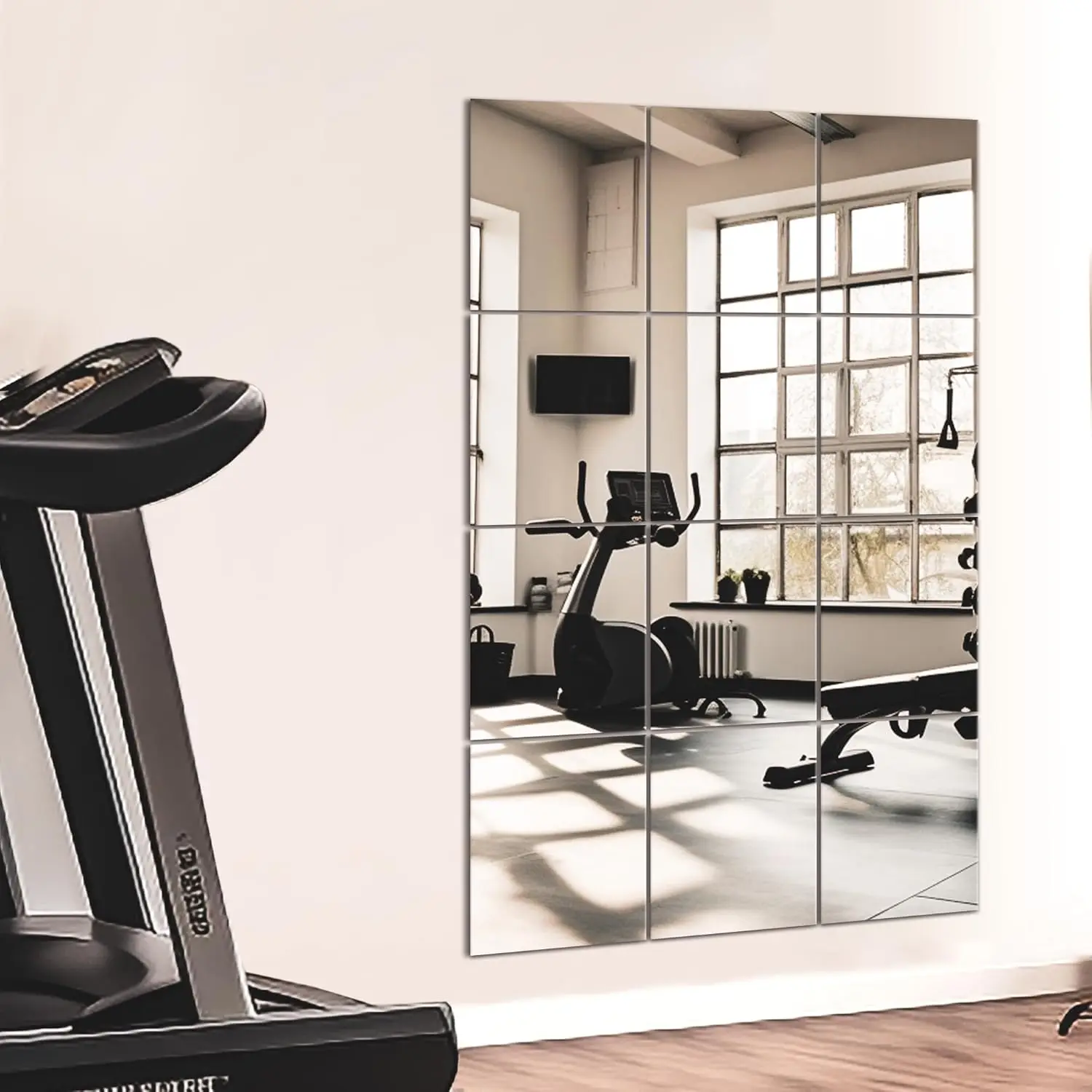 

Зеркальные плитки для домашнего спортзала в полный рост, 14x12 дюймов, настенные зеркала для тренировок в гараже, спальне, гостиной