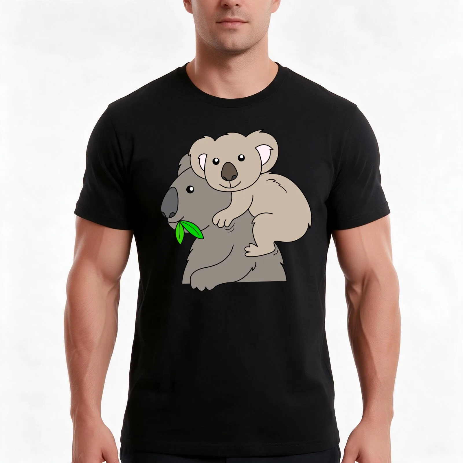 Koala bear koala T-Shirt, Summer Casual Cotton Tee, Oversized Streetwear Tops, Vintage Graphic Print, Loose Fit Short Sleeve