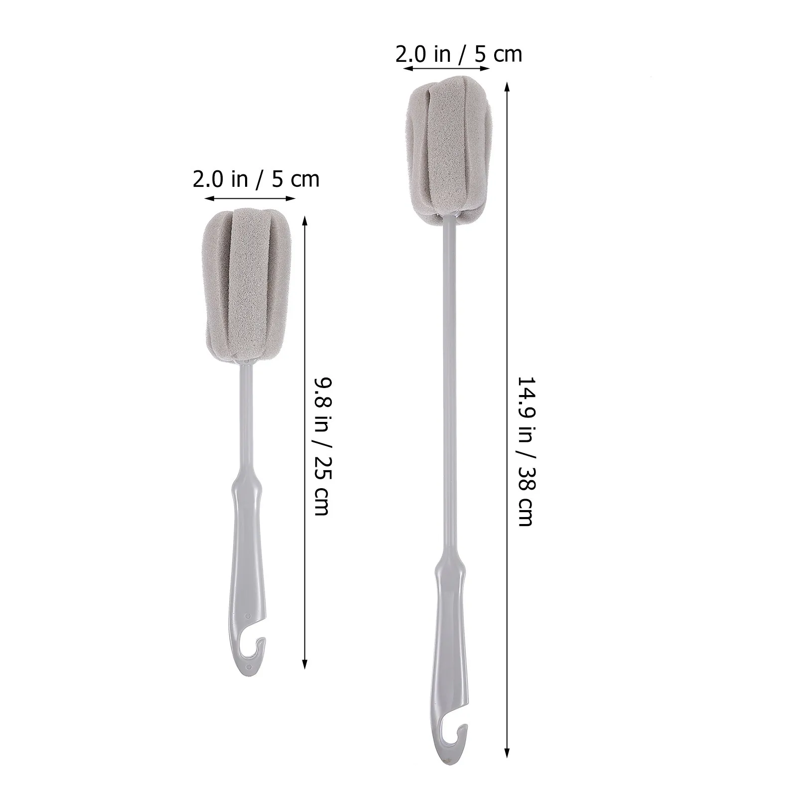 3Pcs Multi-Size Bottle Brush Set 15Inch Long 9.8inch Short Sponge Cleaning Brush for Baby Bottles Glass Cups Pacifier Wash