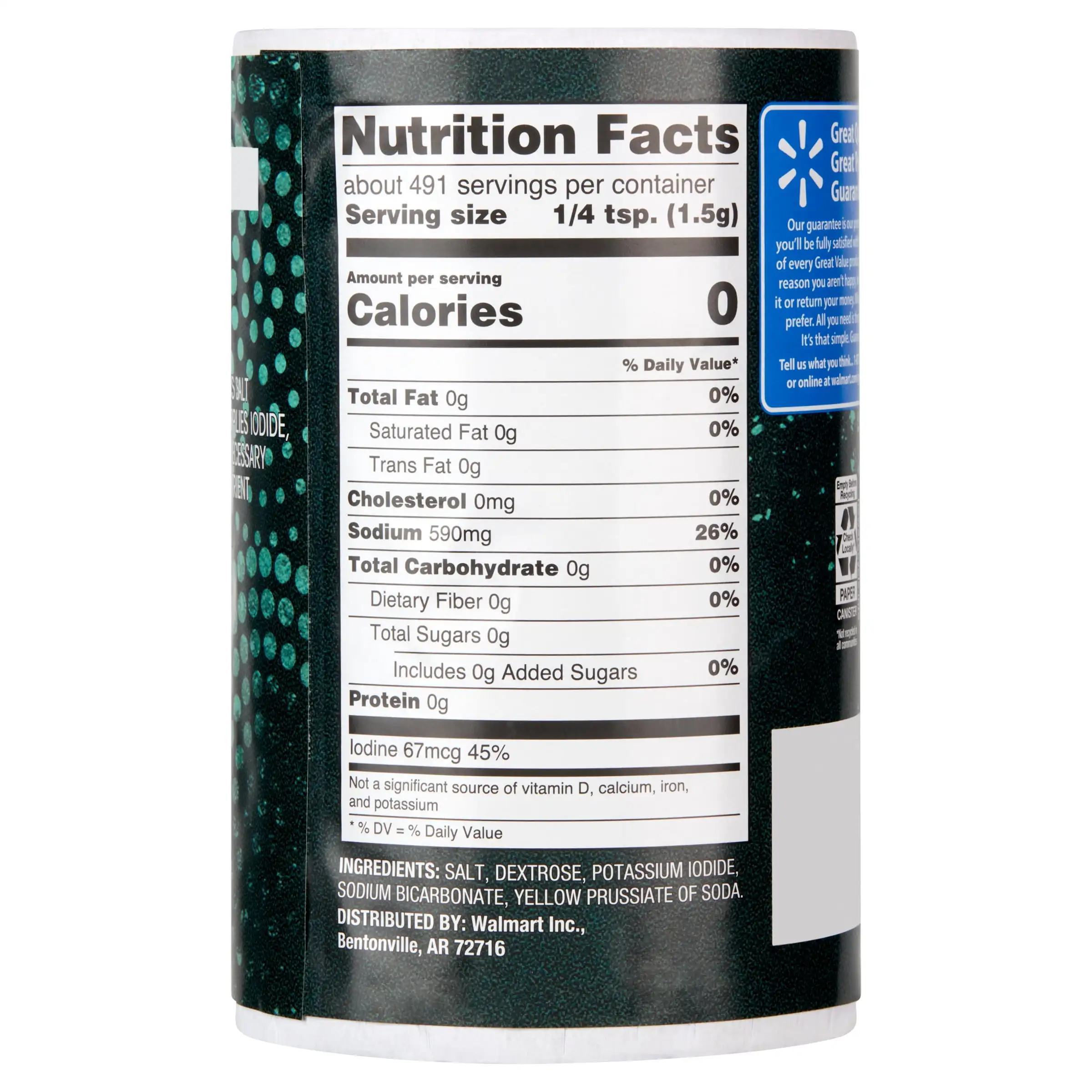 Great Value Iodized Salt, 26 oz