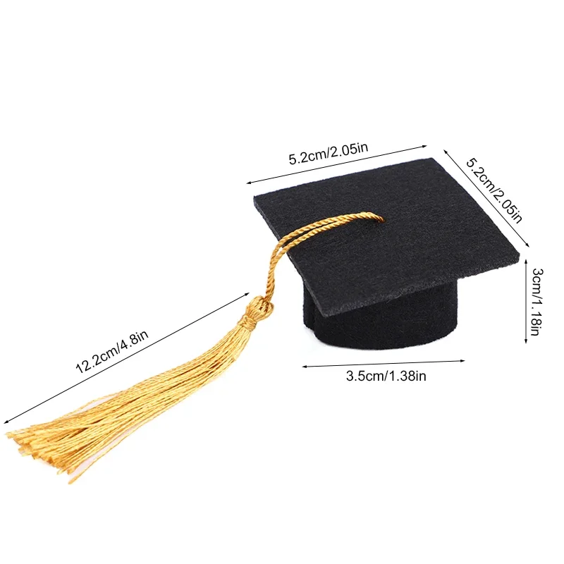 5/10 قطعة قبعة البكالوريوس مع شرابات لحفلة التخرج لتقوم بها بنفسك الديكور زجاجة نبيذ توبر التخرج قبعة صغيرة علب الهدايا الحلوى #6