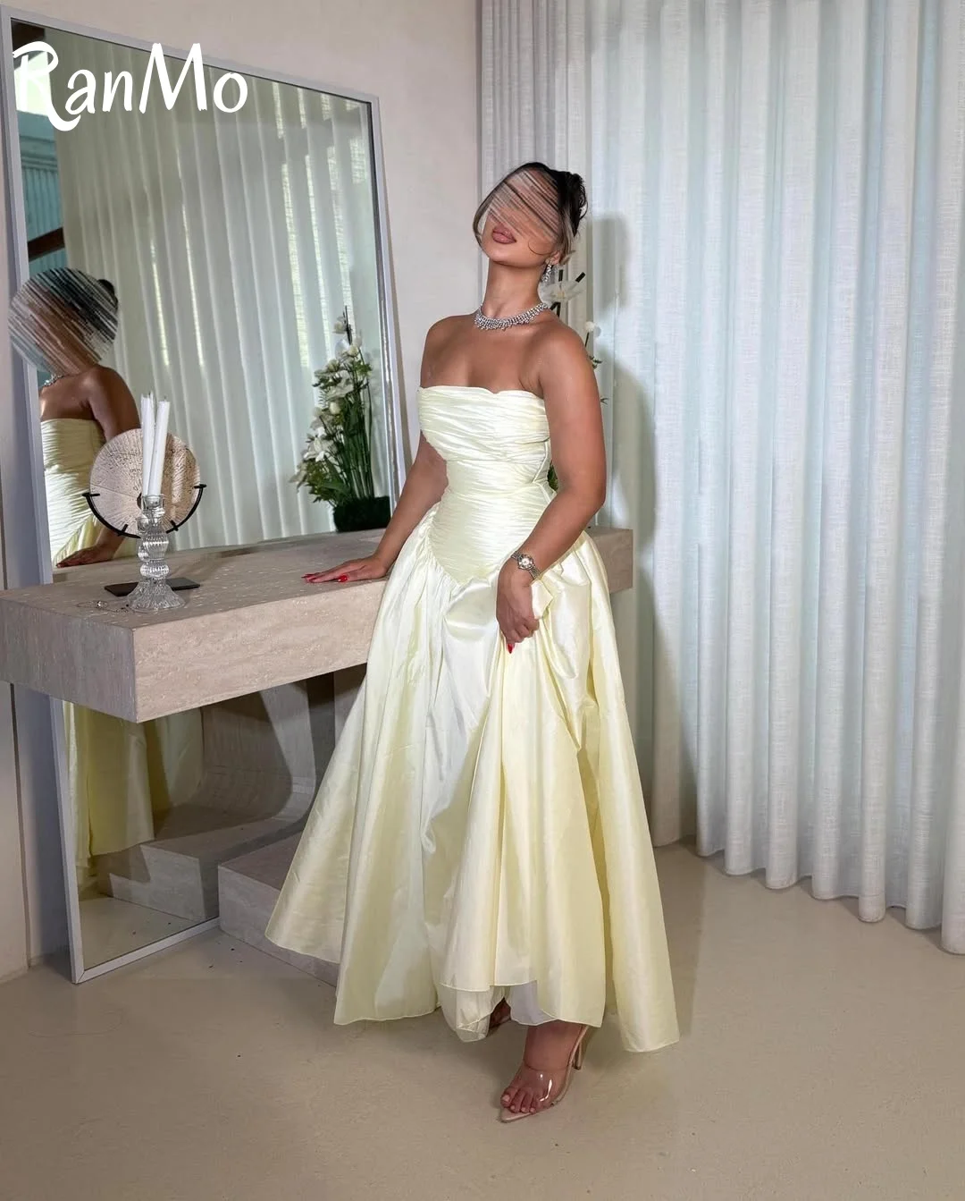 Ranmo 2025 personalizado requintado moda charmeuse plissado a linha sem alças vestidos longos sob medida ocasião mancha de alta qualidade