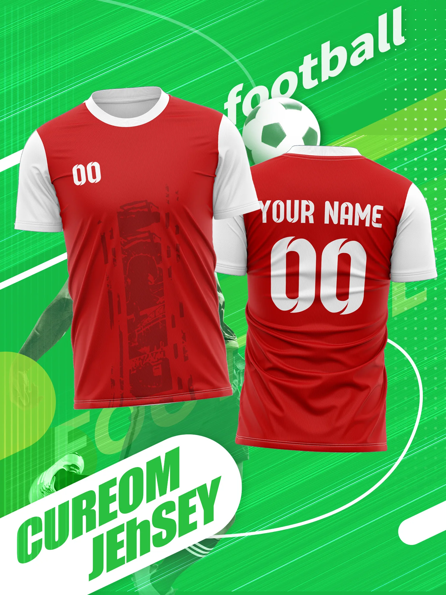 Camisa de Futebol Personalizada com Imagem, Número e Nome, Detalhe Estampado nas Mangas, Roupa de Jogo Infantil Estilosa