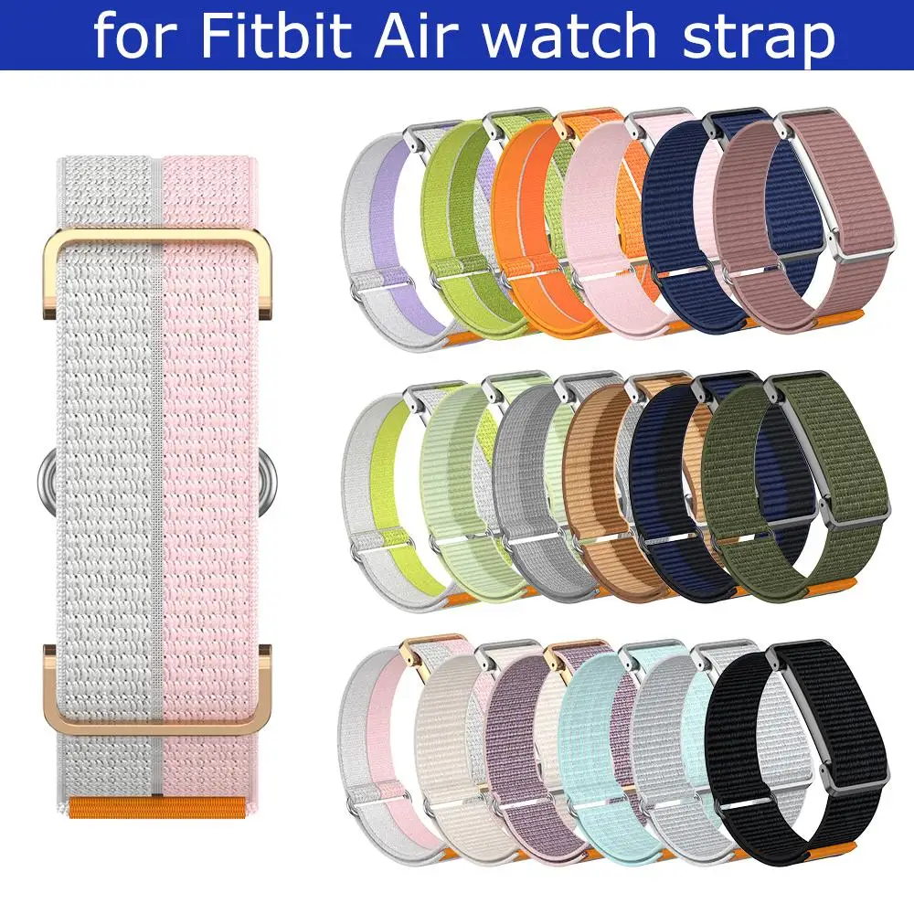 Metal Protective Case Nylon Strap For Google Fitbit Air Ultra-Slim Feather-Light Breathable Quick Release Replacement Wrist Band