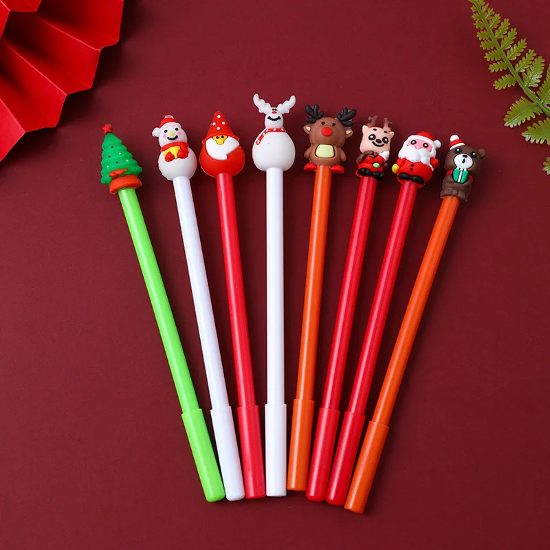 50Pcs/Lot Christmas Cute Cartoon Santa Snowmen Elk 0.5mm Black Ink Gel Pens Christmas Tree Pen School Office Stationery Gifts