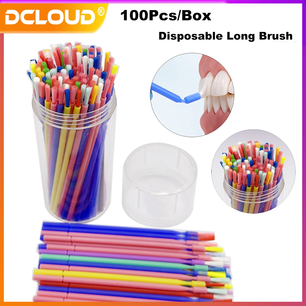 100Pcs/Box Dental Disposable Long Micro Brush Applicators Brushes Dentistry Oral  Tools Dental Lab Materials Accessories