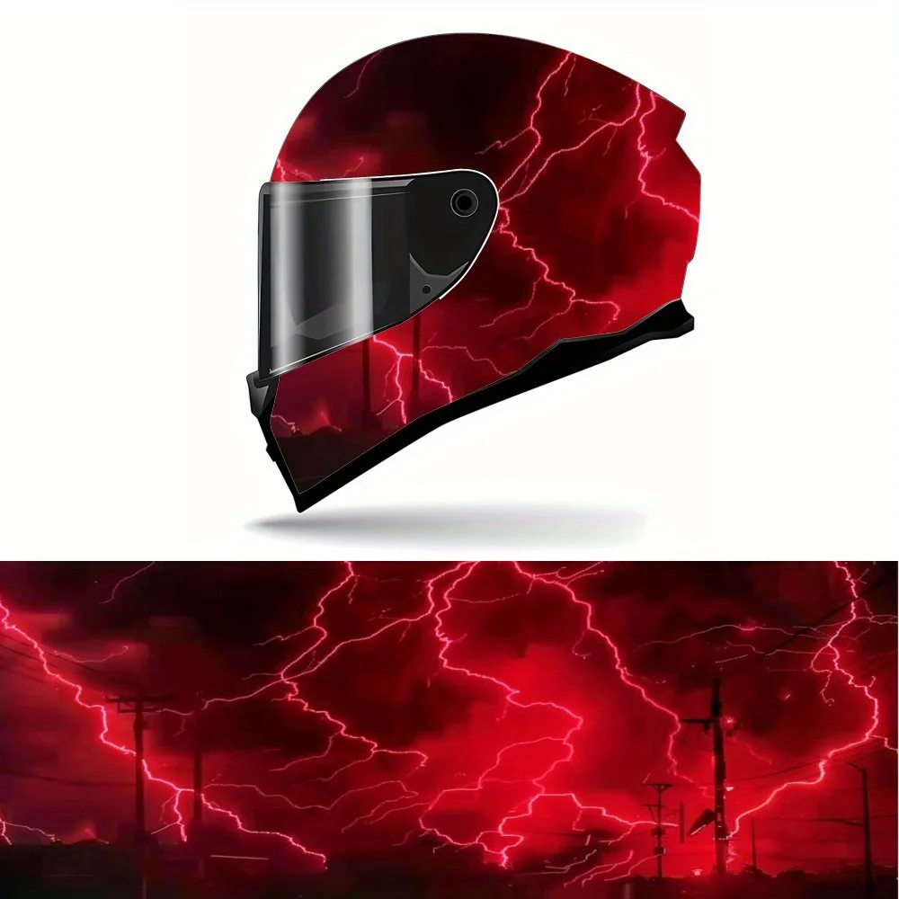 

Наклейка на мотоциклетный шлем Red Lightning — водонепроницаемая и устойчивая к царапинам, самоклеящийся узор, глянцевая поверхность, прямоугольная D