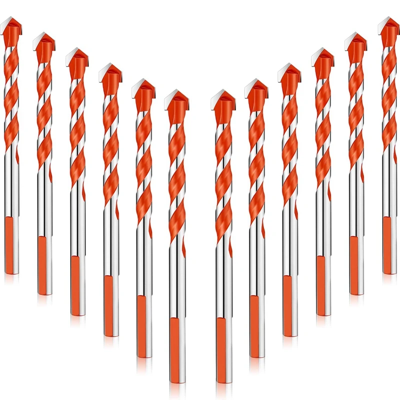 12 Pcs 6 Mm Masonry Drill Bit Sets Triangular Handle Multifunctional Drill Bits Punching Drill Bits Set For Power Tools