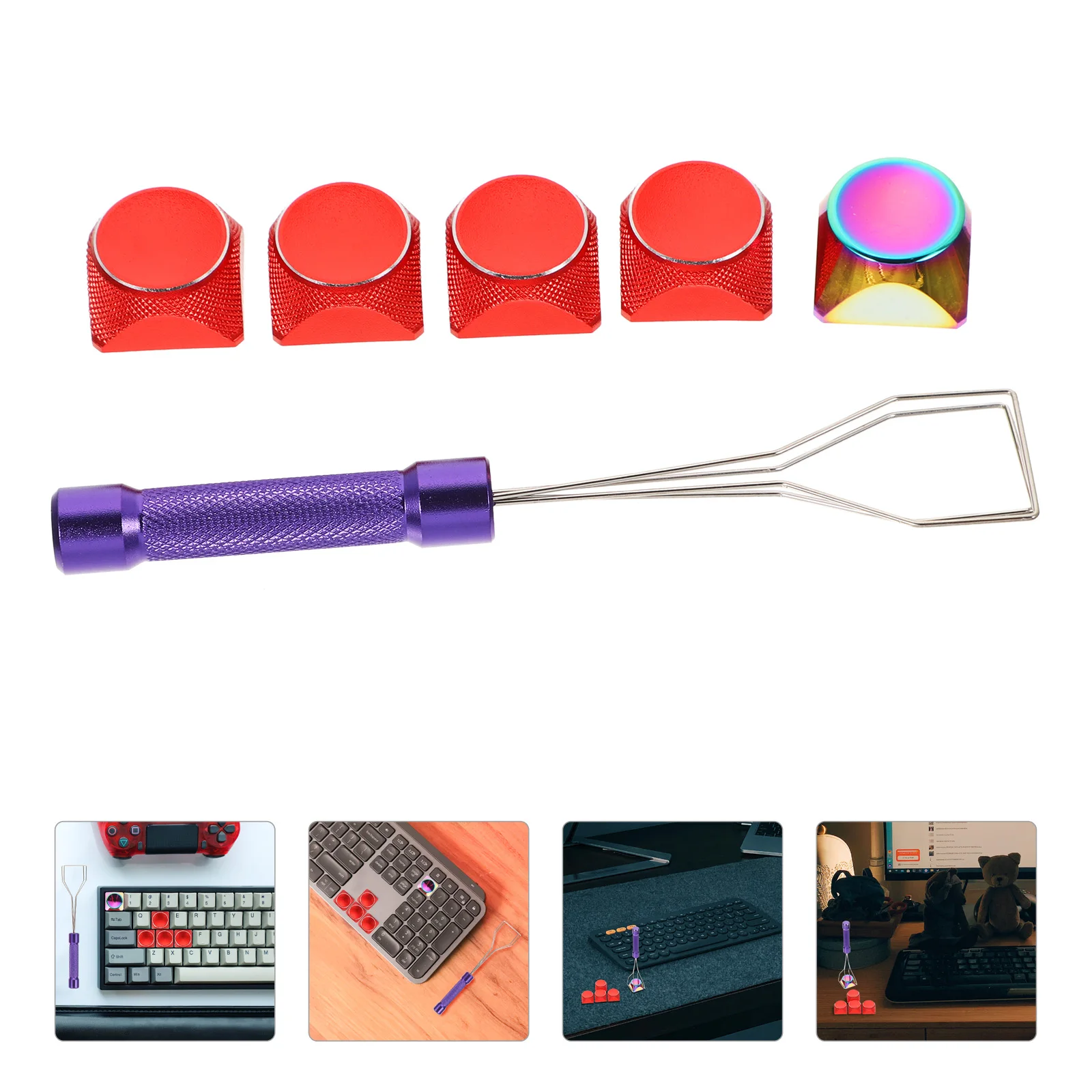 

1 комплект, 1 комплект, красочные градиентные сменные прочные универсальные металлические колпачки для клавиш, набор для механической клавиатуры, игровые колпачки для клавиш, съемник ключей