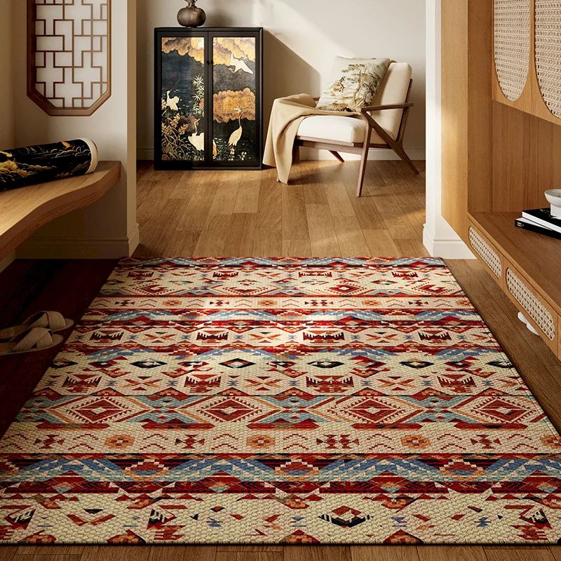 VIKAMA Retro Bohemian Moroccan Carpet Persian Geometry Anti slip Washable Floor Mat Living Room Bedroom Home Decoration