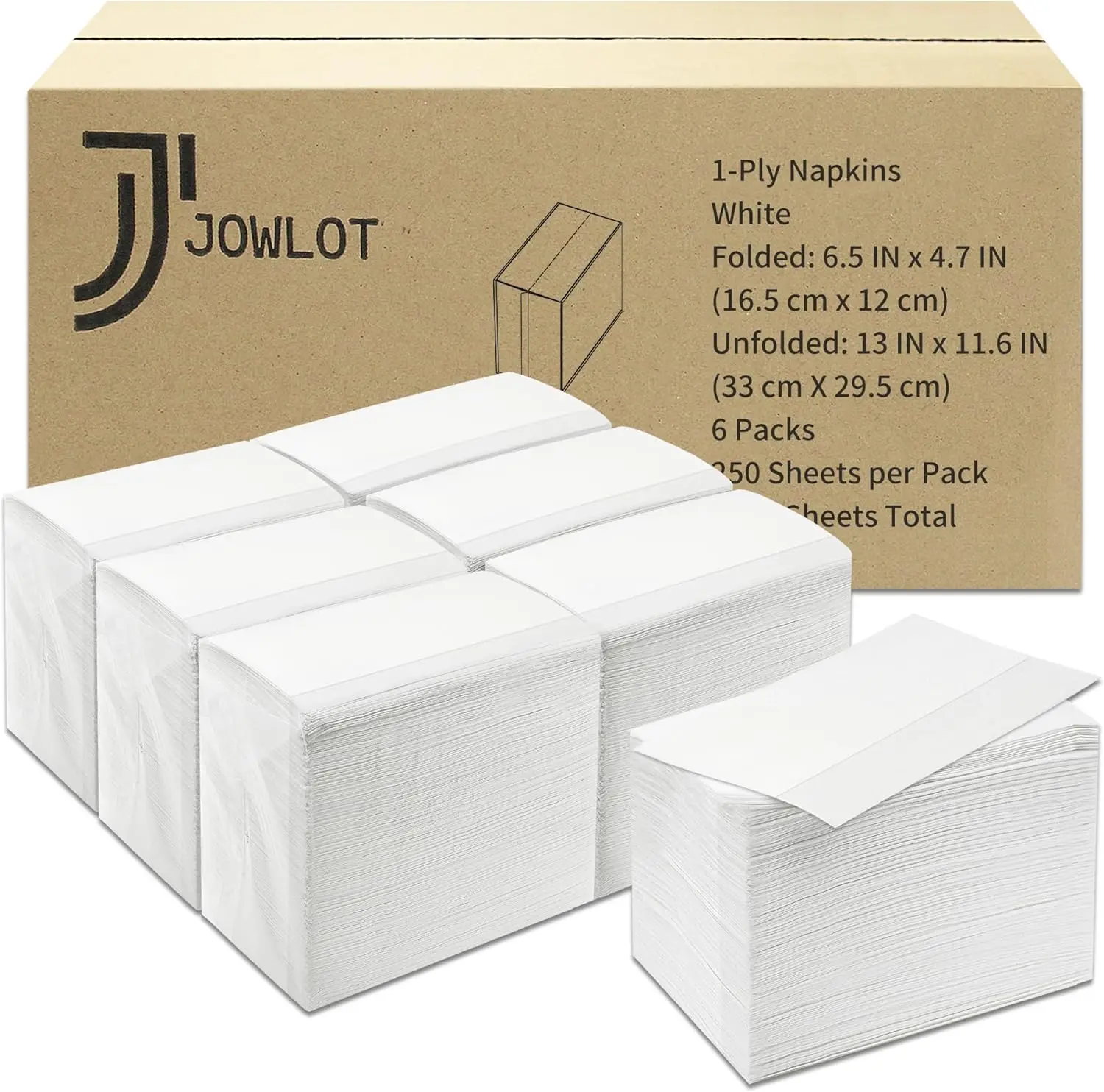 

Disposable Fold Napkins, 13x11.6 Inches 1-Ply White Bulk for Restaurants Cafes