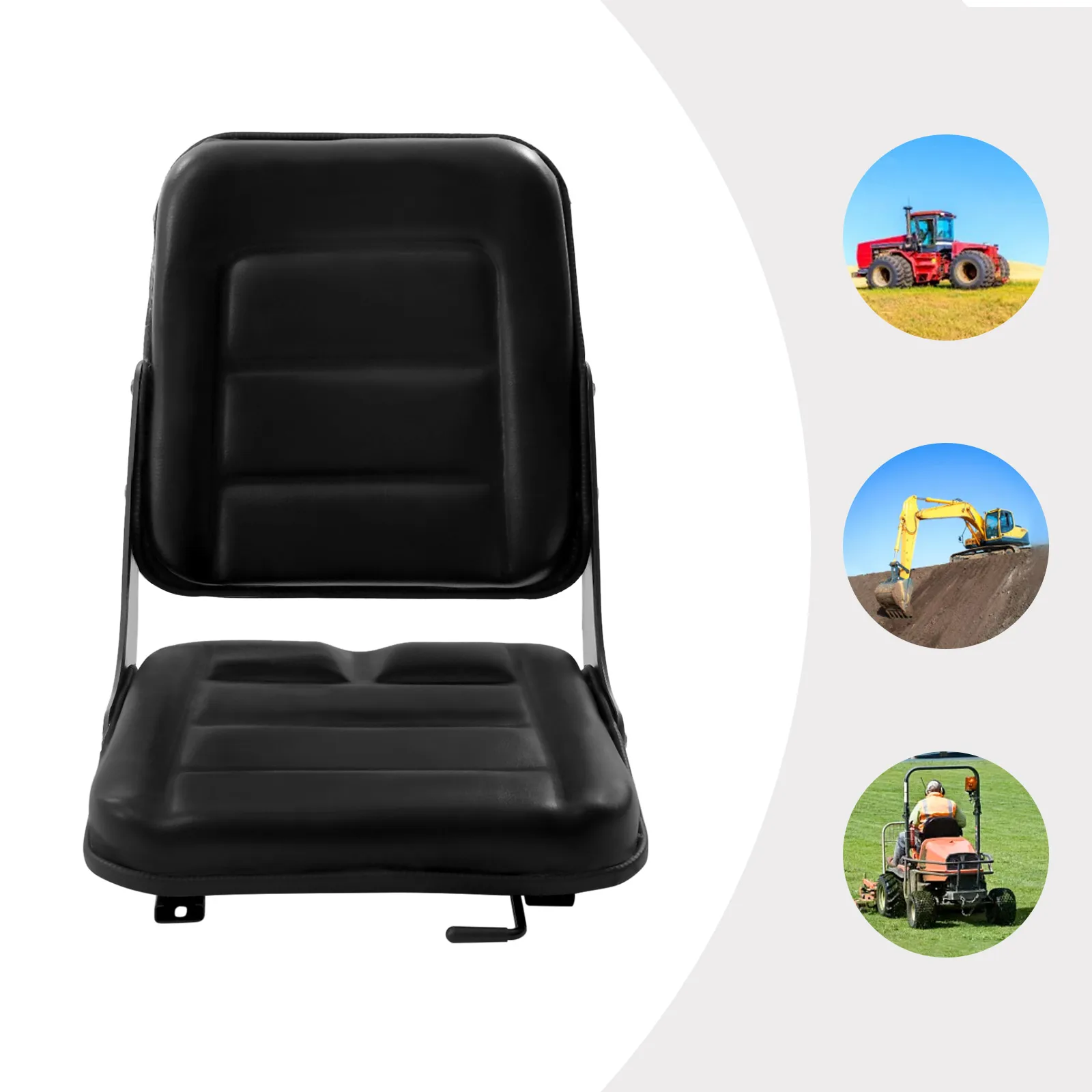 Универсальное сиденье для трактора, подвесное поворотное сиденье для трактора со спинкой - регулируемое черное сиденье для газонокосилки, вилочных погрузчиков