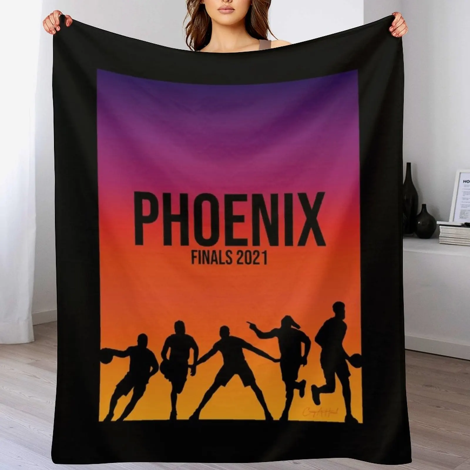 Phoenix Starting 5 Finals Block Throw Blanket Cozy Warm Blanket for Bed Room Decor
