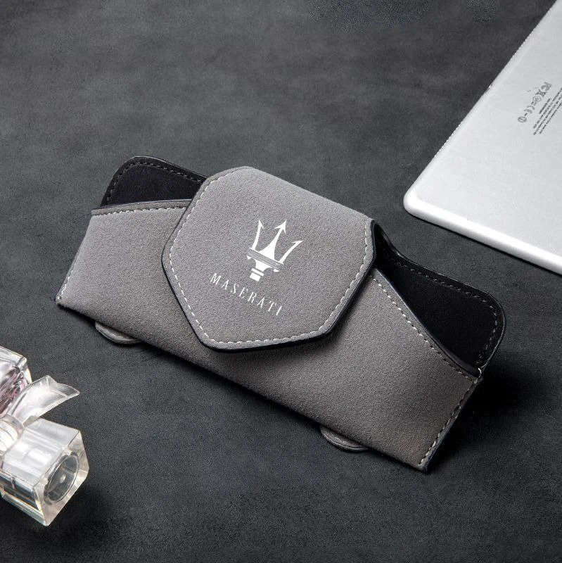 Sudue Car Sun Visor Glasses Box Sunglasses Clip Card Ticket Holder For Maserati Quattroporte Spyder Levante Coupe GranTurismo