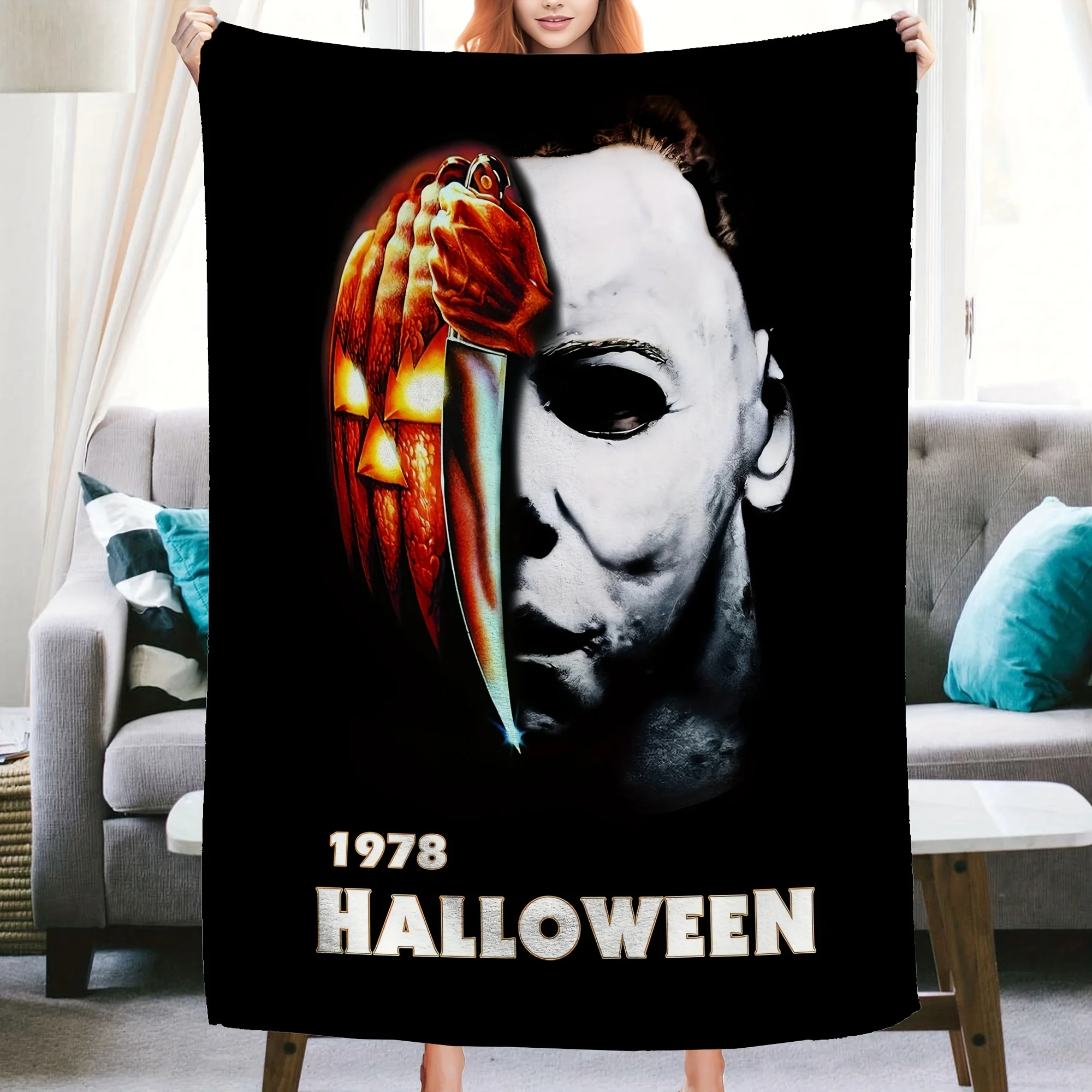 Halloween Small Blanket, Halloween Horror Movie Small Blanket, Halloween Blanket - For sofa, bed, travel, camping, living room,