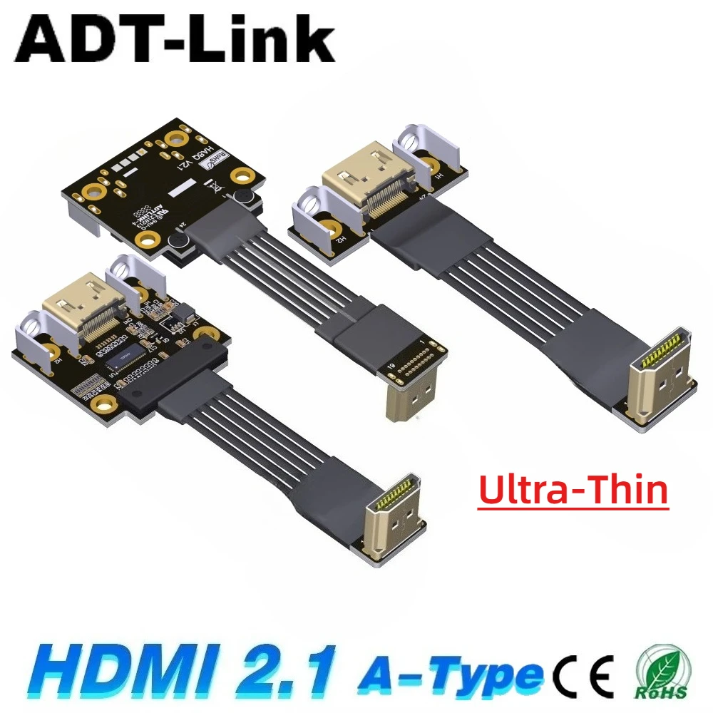 Upgrade 24P HDMI-2.1 Type A-A Male to Female Flat 4K / 8K Video Extension Cable Aerial FPV PTZ HDMI 2.1 Shielded Ribbon FFC Wire