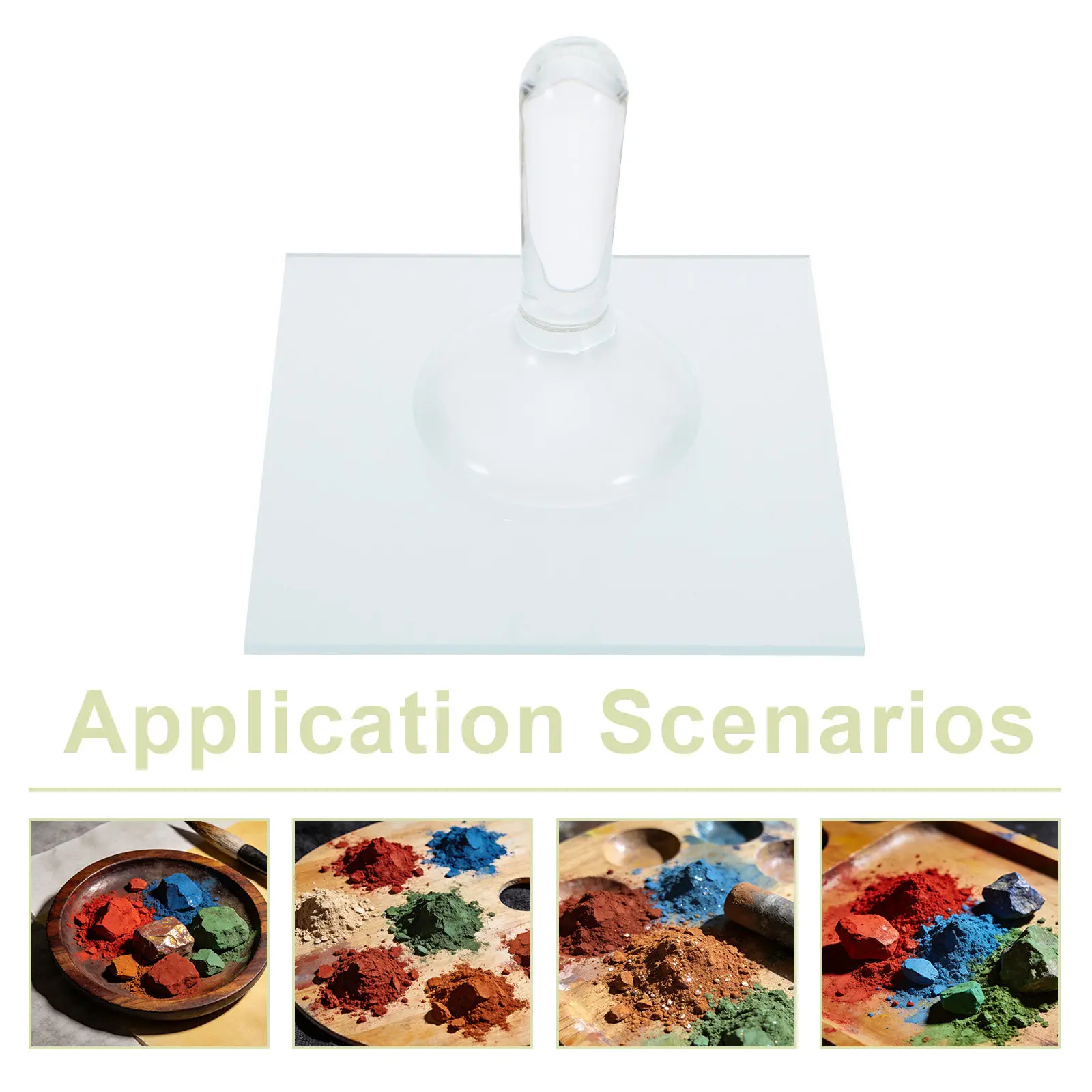 1Set Mineral Pigment Grinding Plate Glass Muller and Slab 4x4 3x2 Pestle for Oil Acrylic Painting Artists Studio Art Supplies view 5