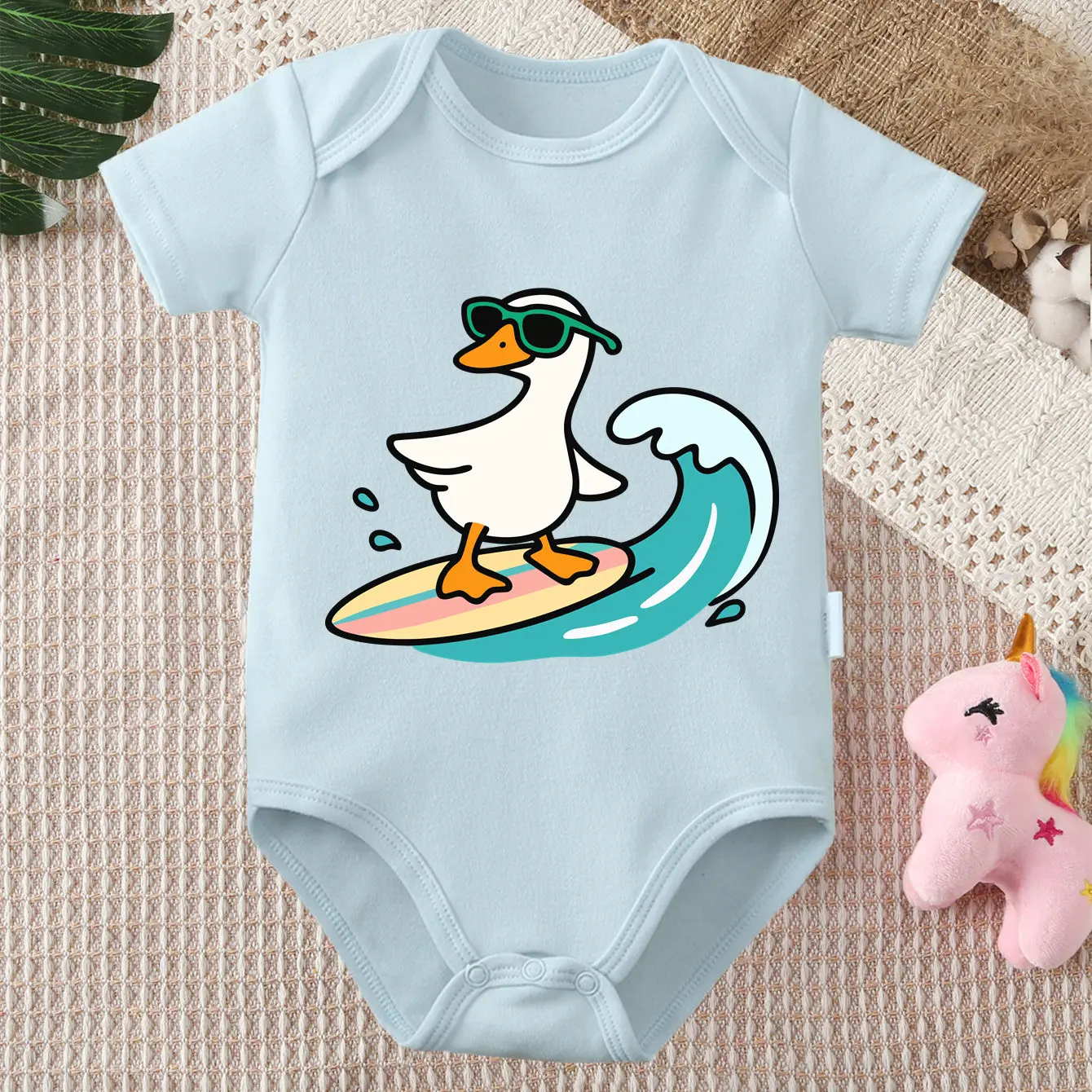 100% Cotton Onesie Summer Time Let's Go Surfing Print Bodysuit Comfortable Cloth for Baby Jumpsuit for 0 To 12 Months Newborn