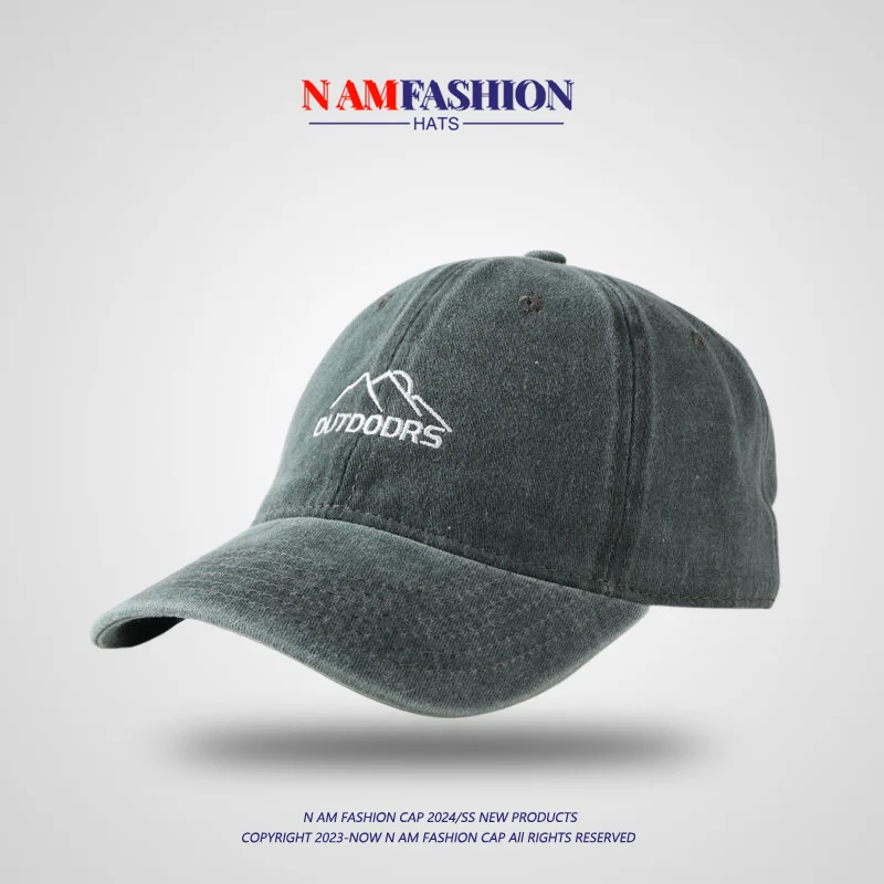 

Water-Washing Embroidery Peak Baseball Cap Men and Women Travel All-Match Wide Brim Outdoor Mountaineering Peaked Cap