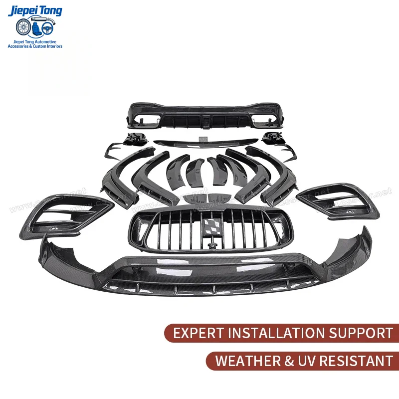 for MSY Style Wet Carbon Fiber Body Kit GLS63 X167 Front Bumper Lip Main Grill Vents Wheel Eyebrow Bodykit