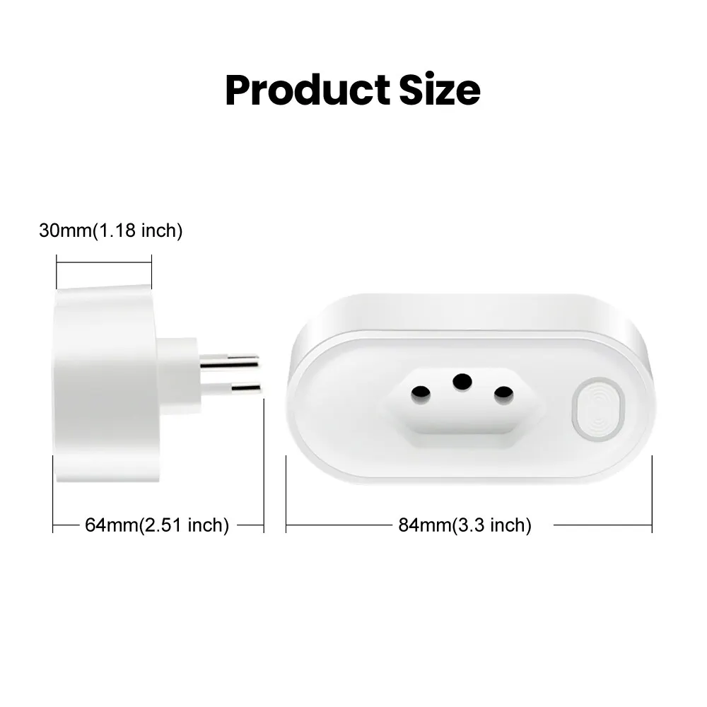 AVATTO Tuya 16/20A Brazil Standard WiFi Smart Plug Smart Life APP Remote Compatible Smart Socket Voice For Google Home Alexa