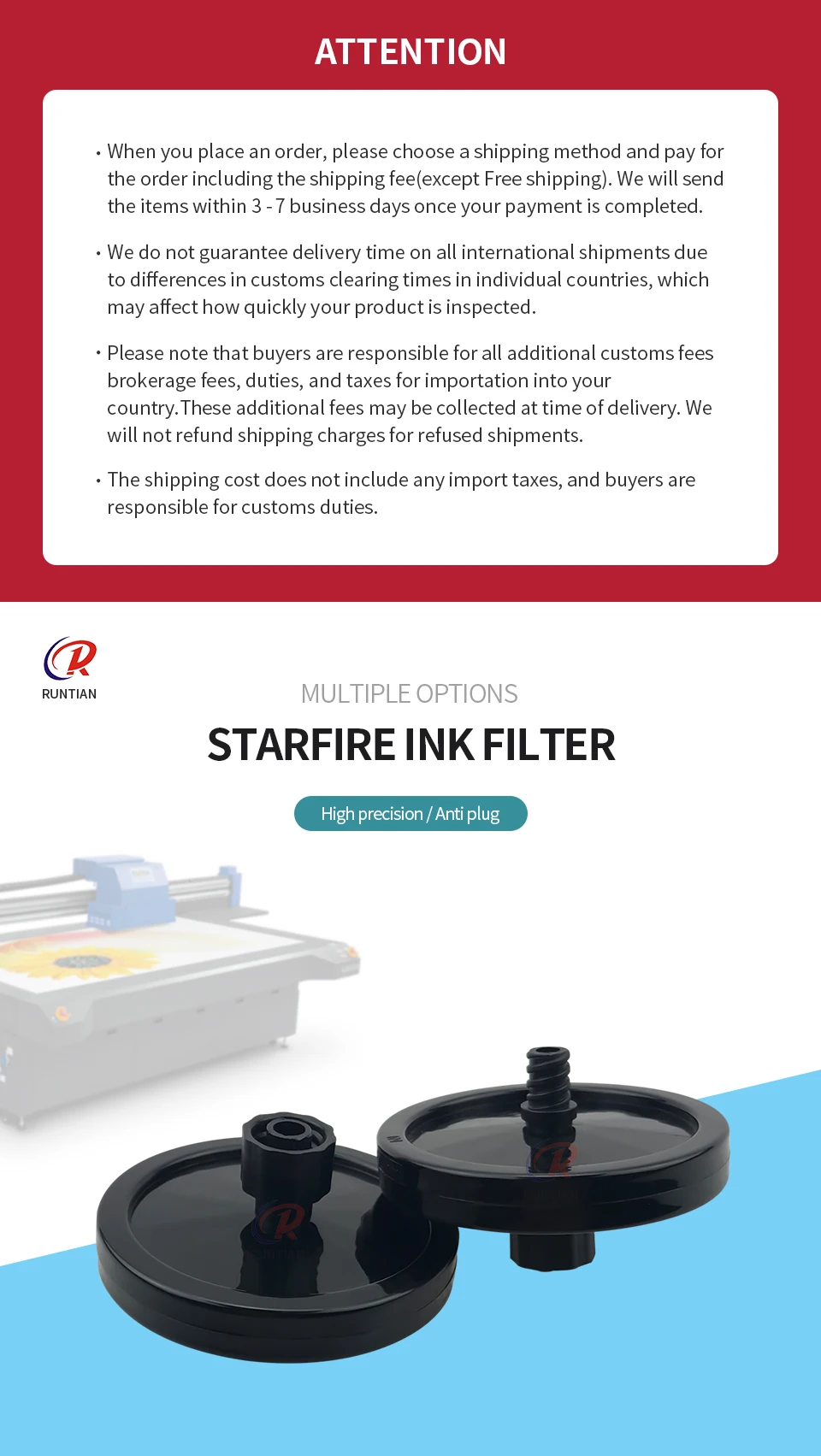2 Stück Tintenfilter für Starfire 1024GS Druckkopf 60 mm Scheiben-Tintenfilter für Flora Gongzheng Wit-Farben-Tintenstrahldrucker UV-Filter – Detail 1