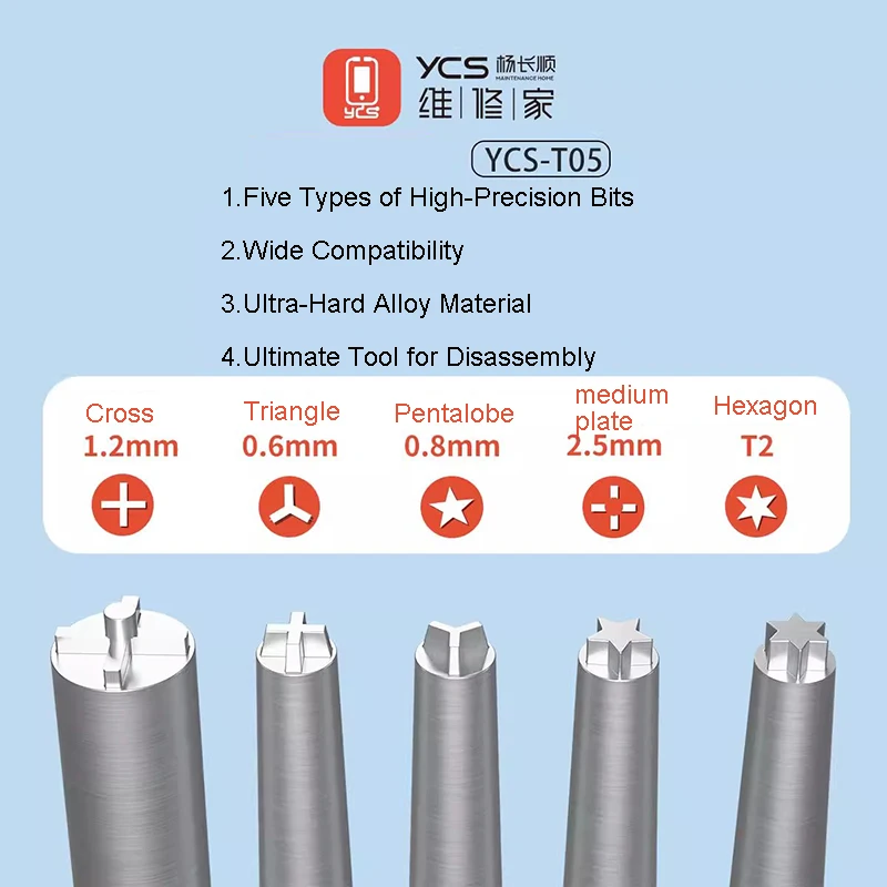 YCS YCS-T05 3D High Precision Screwdriver Set for Mobile Phone Maintenance Electronic Disassembly Repair Bolt Driver Kit