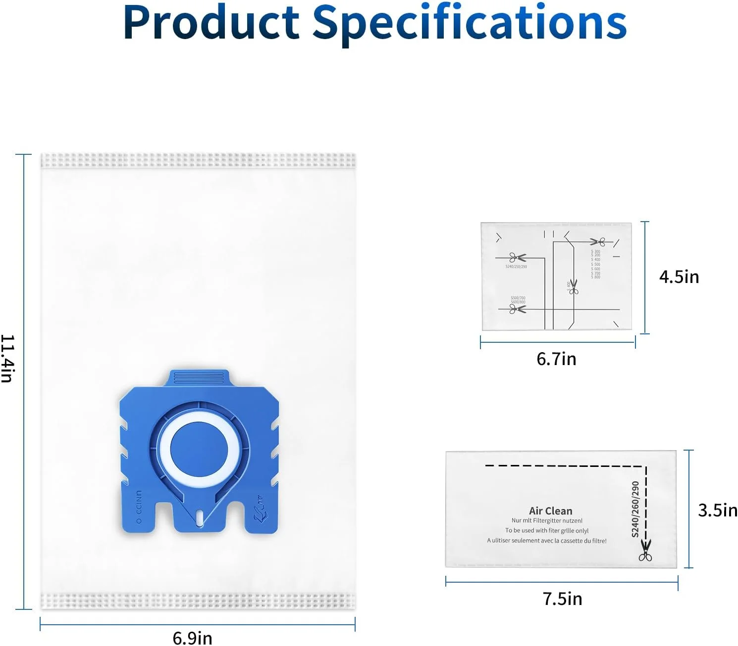 Staubsaugerbeutelfilter für Hyclean GN Staubsauger Classic C1 Complete C2 Complete C3, S2 S4 S5 S6 S8-A58E