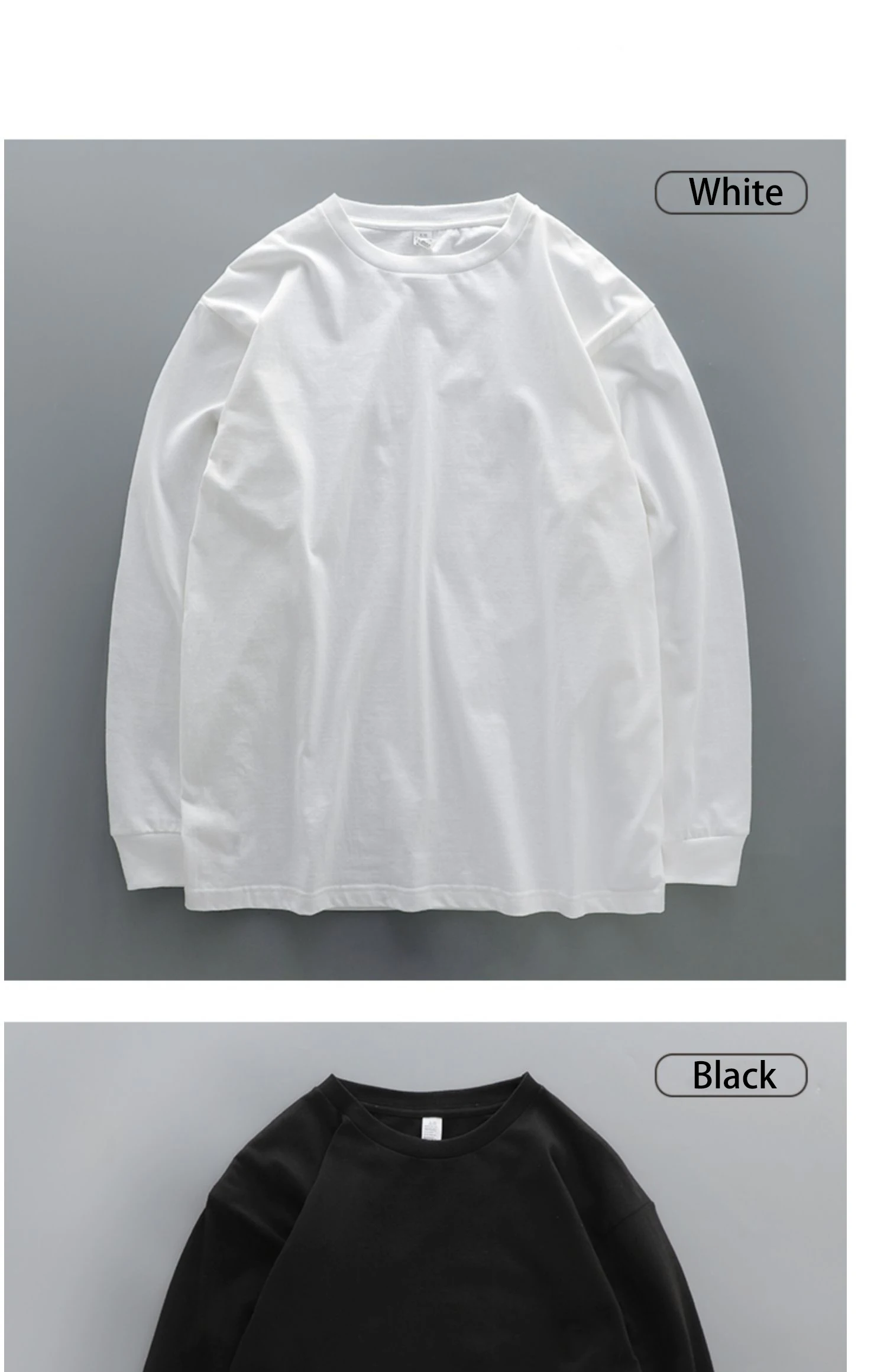 Dukeen 280 g schweres Langarm-T-Shirt für Herren, 100 % Baumwolle, Hemden, übergroße einfarbige Oberteile, schlichte T-Shirts, Herrenbekleidung – Detail 13