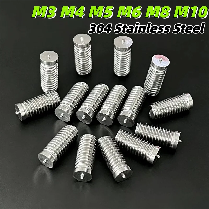 M3 M4 M5 M6 M8 M10 304 Stainless Steel Headless Spot Welding Screws Solder Point Bolt Weld Stud Length: 6–50 mm