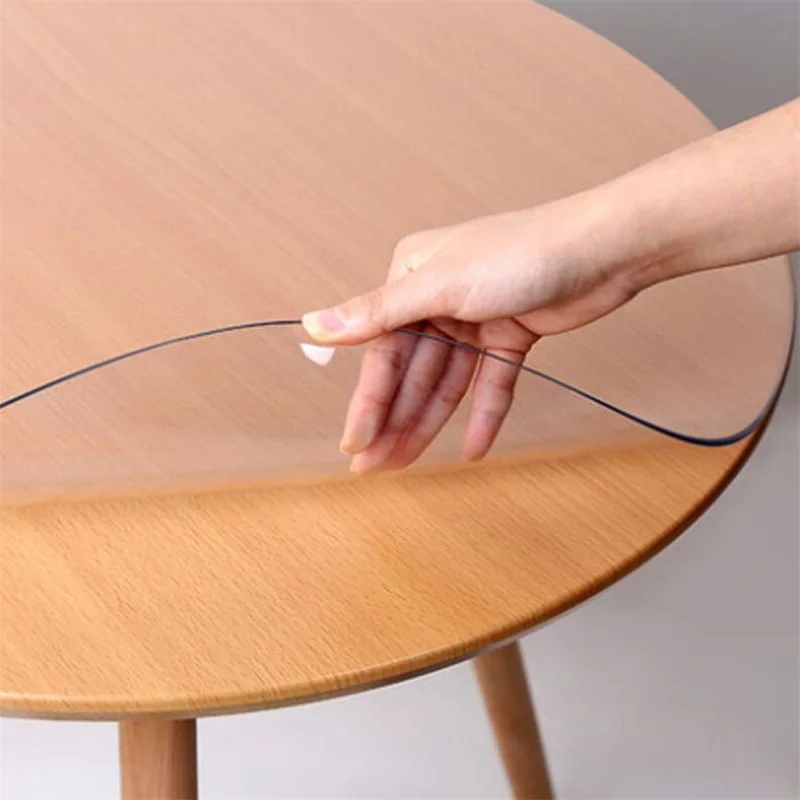 PVC round tablecloth waterproof heat-resistant oil resistant plastic soft glass dining table cloth round table washable transpar