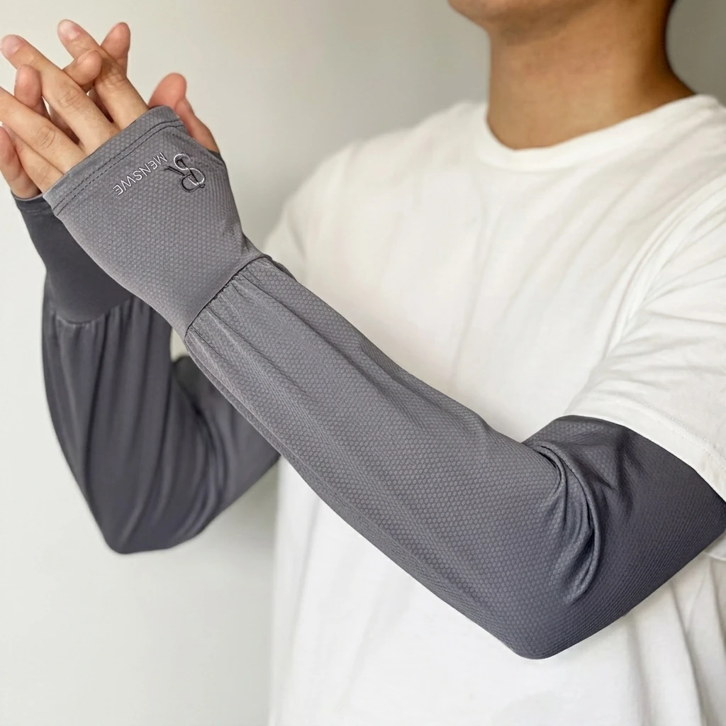 

Men's Extended Sun-Protect Arm Sleeves UPF50+ UV Resistant Cooling Fabric for Outdoor Activities