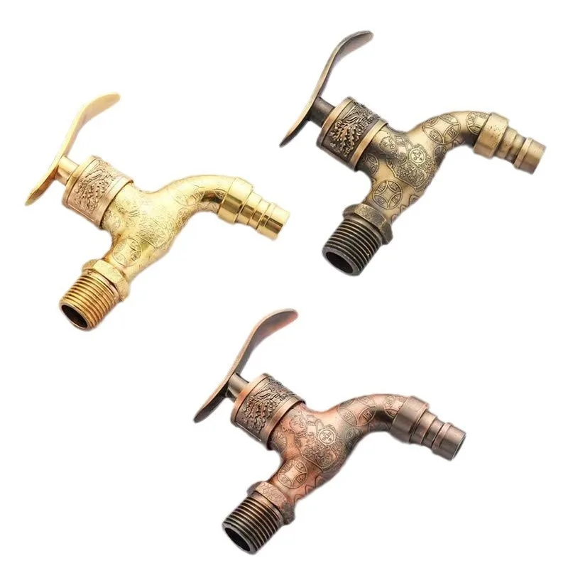 

Universal Wall-mounted Outdoor Faucet with Antique-style Carving for Good Fortune 4-star Washing Machine Faucet