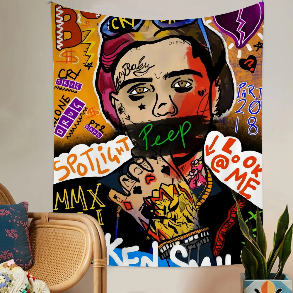 Singer Lil Peep Tapestry Art Printing Art Science Fiction Room Home Decor Home Decor