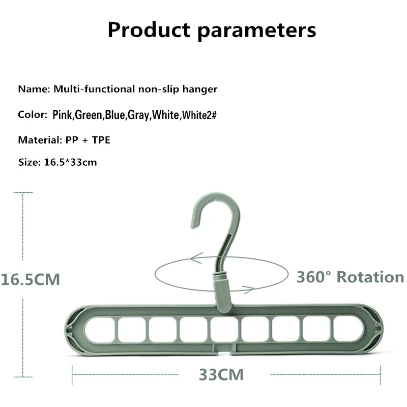 1Piece Multifunctional 9-Hole Clothes Hanger Storage Artifact Folding Hanger Drying Racks Scarf Clothes Storage Home Organizer