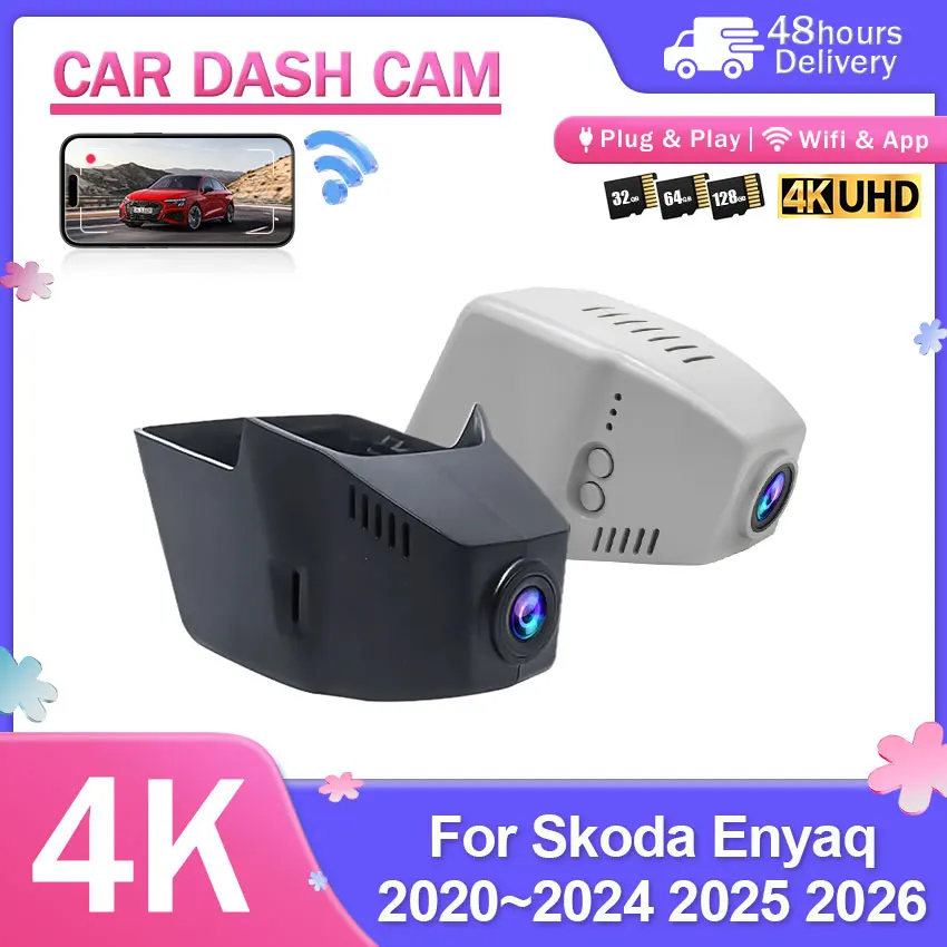 4K HD Dash Cam for Car Camera Recorder Dashcam For Skoda Enyaq 2020-2025 / Elroq 2025 2026 WIFI Car Dvr