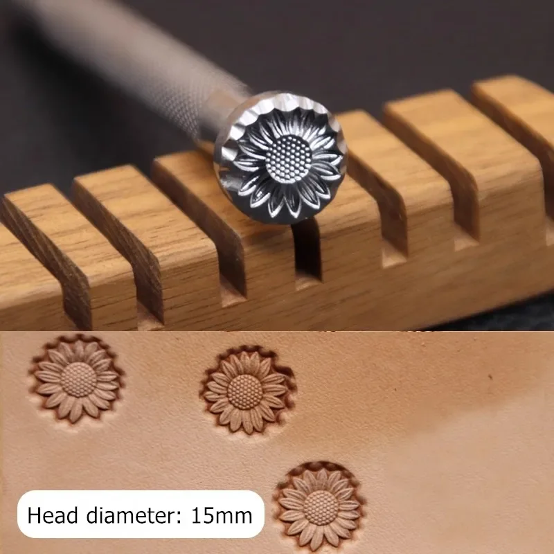 

XRK16 Leather Carving Printing Tool Embossing Tool, Stainless Steel Sunflower Pattern Thangka Craft Leathercraft DIY