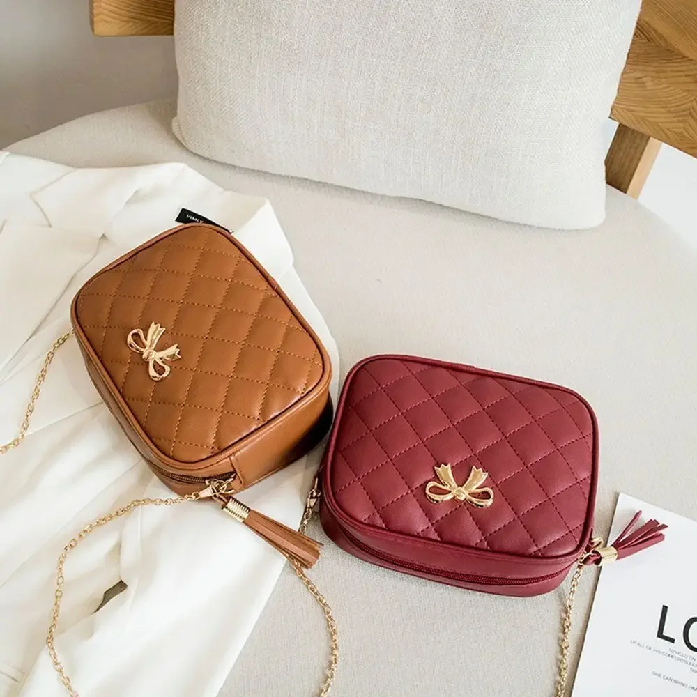 Tassel mała torba listonoszka dla kobiet Trend Lingge haft aparat damska torba na ramię modny łańcuszek damskie torby typu Crossbody