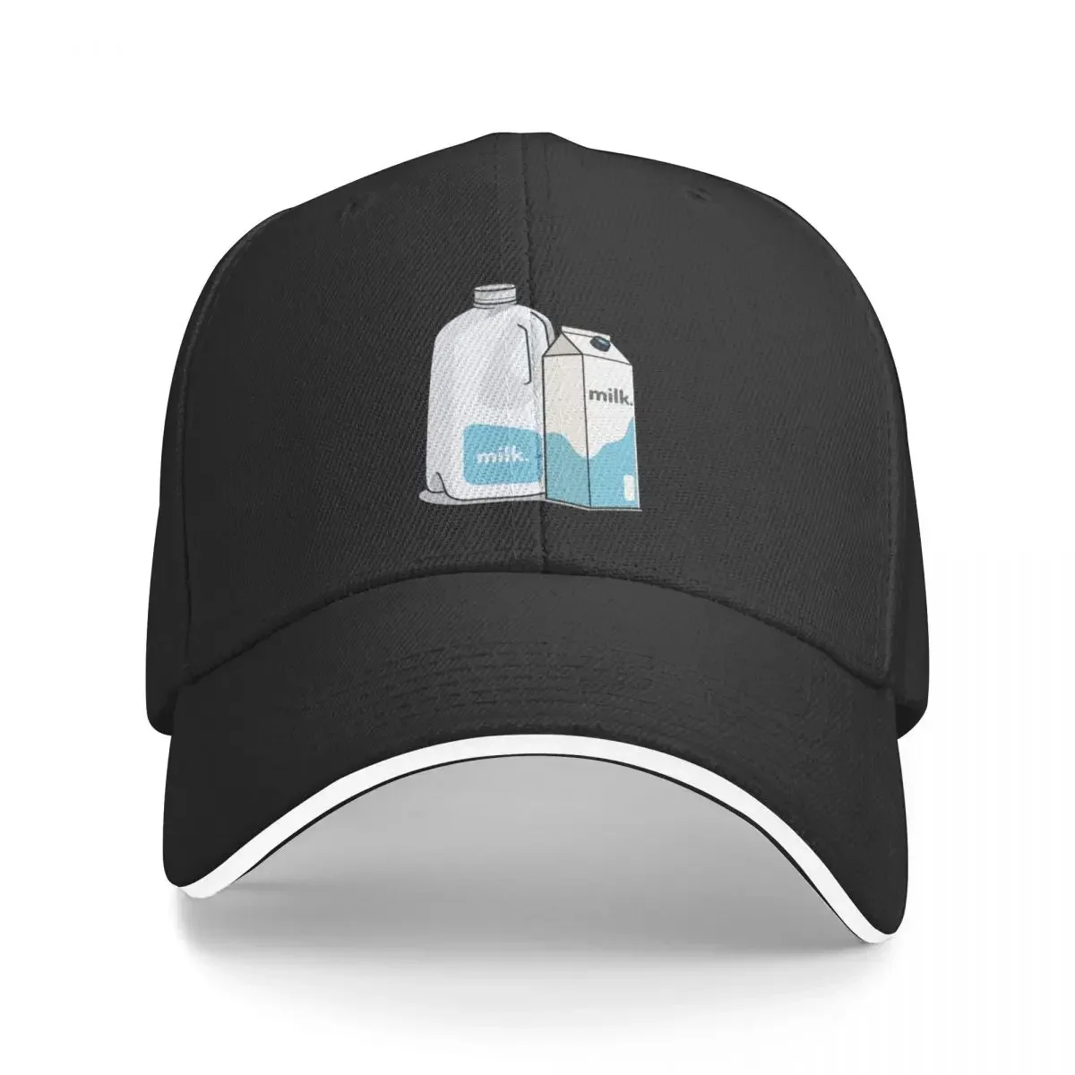 

Milk cartoon illustration Baseball Cap black Horse Hat Dropshipping Female Men's