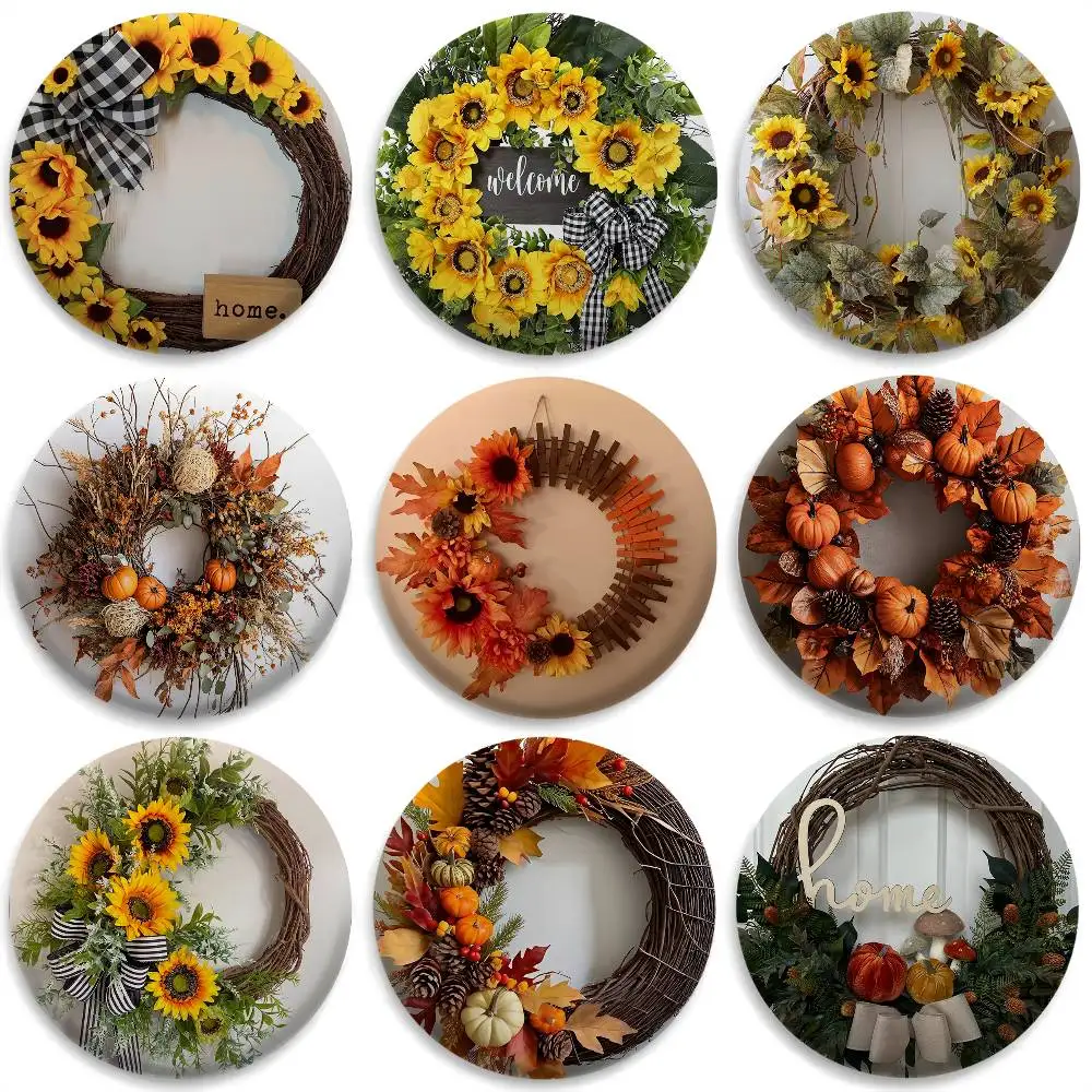 

Christmas Wreath Flower Badges Round Exquisite Badge Brooches Creative Pins For Clothes Hat Backpack Gift Accessories