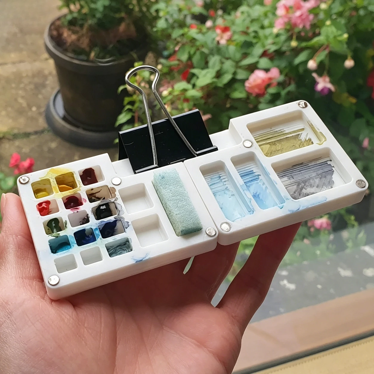 Portable Watercolor Paint Palette Travel Pigment Mixing Tray 3D Printed Artist Pocket Paint Box Outdoor Sketching Art Supplies