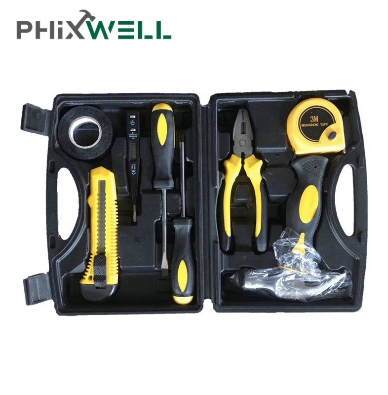 مجموعة مكونة من 9 قطع الأكثر مبيعًا مجموعة أدوات كهربائية للصيانة شائعة الاستخدام مع مفك براغي #4