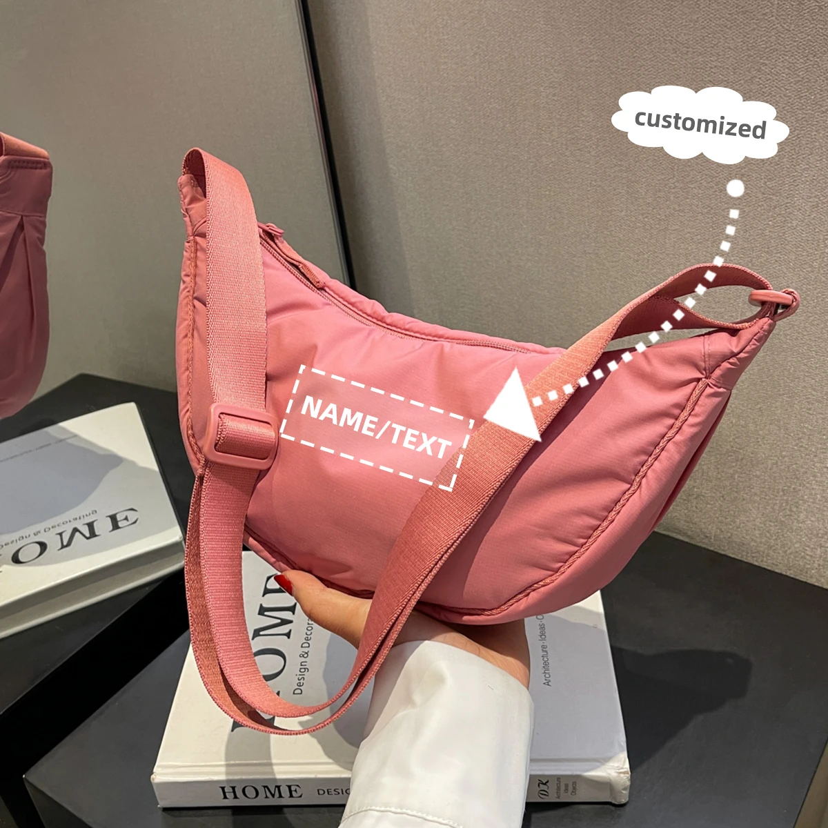 

High-end logo customization new simple messenger bag female portable large-capacity shoulder bag male personality diy