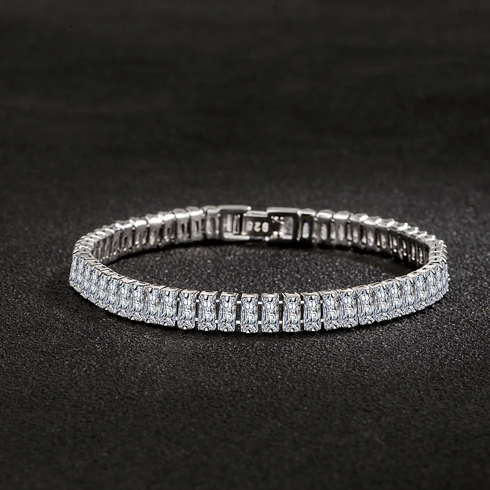 925 srebro bransoletka elegancki cyrkon kryształ biżuteria dla kobiet zaręczyny ślub Glamour biżuteria 18CM — zdjęcie 5