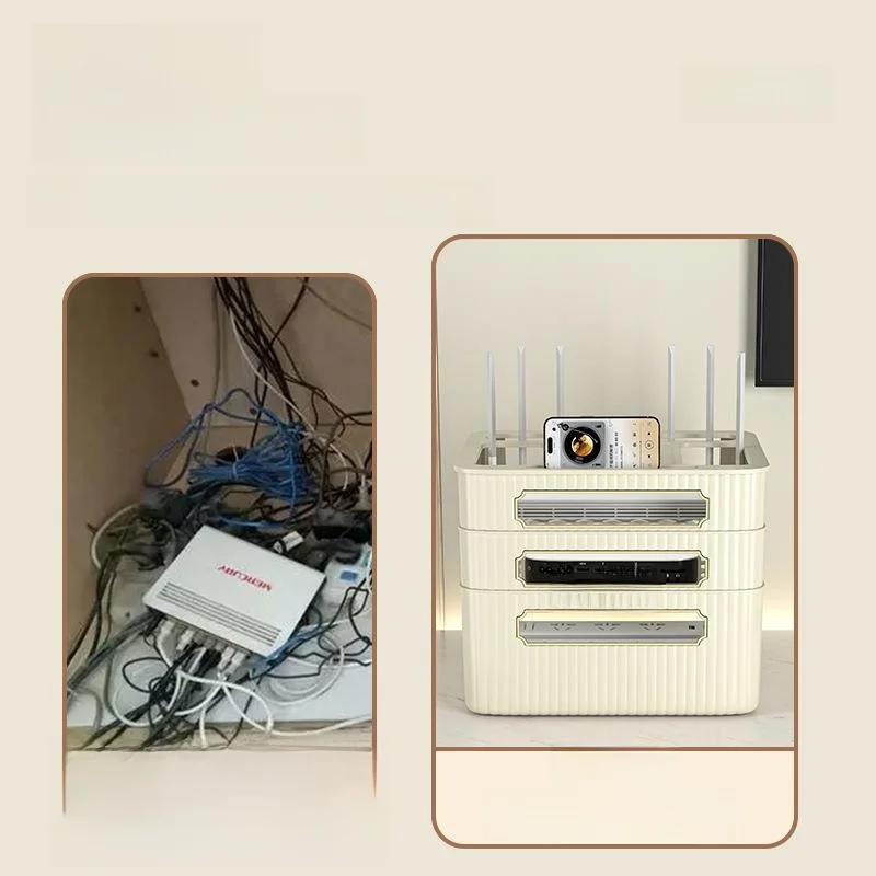 Modern Minimalist Router Storage Box Home TV Set Top Box Organizer Cable Management Rack Easy to Assemble Jewelry Box