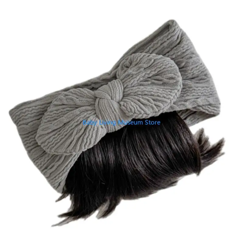 

P31C Lovely Bowknot Headband Infant Bangs Hairpiece 0-1Y Newborns Headwear Solid Color Hairband Props for Baby Girls